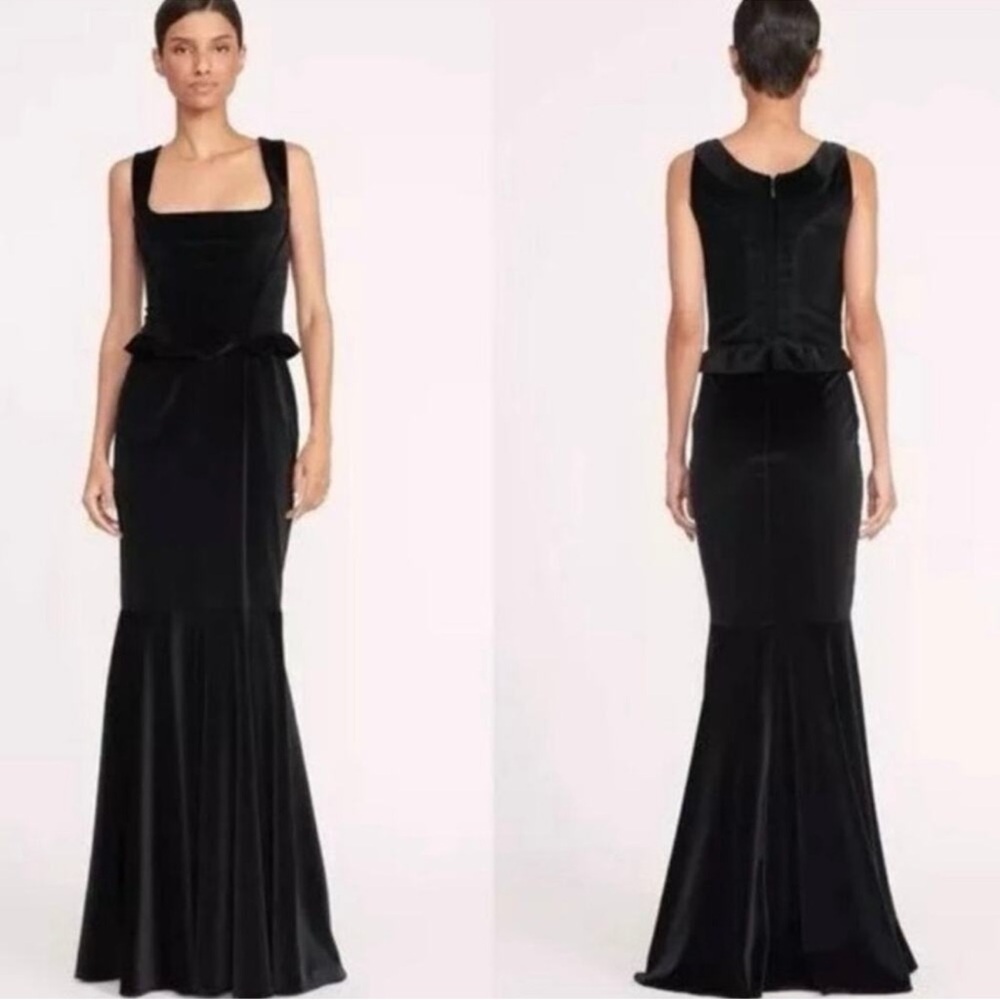 STAUD Lorelei Black Velvet Evening Gown